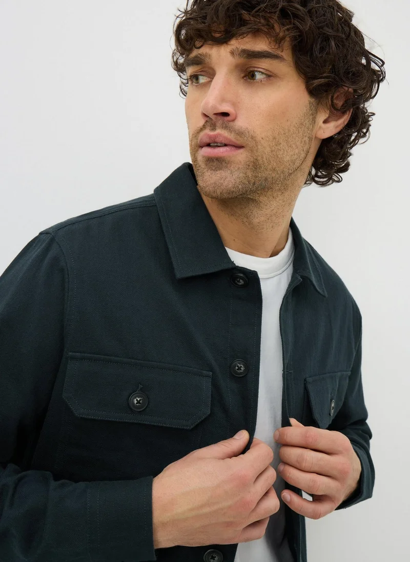 ماتلان Navy Linen Blend Shacket